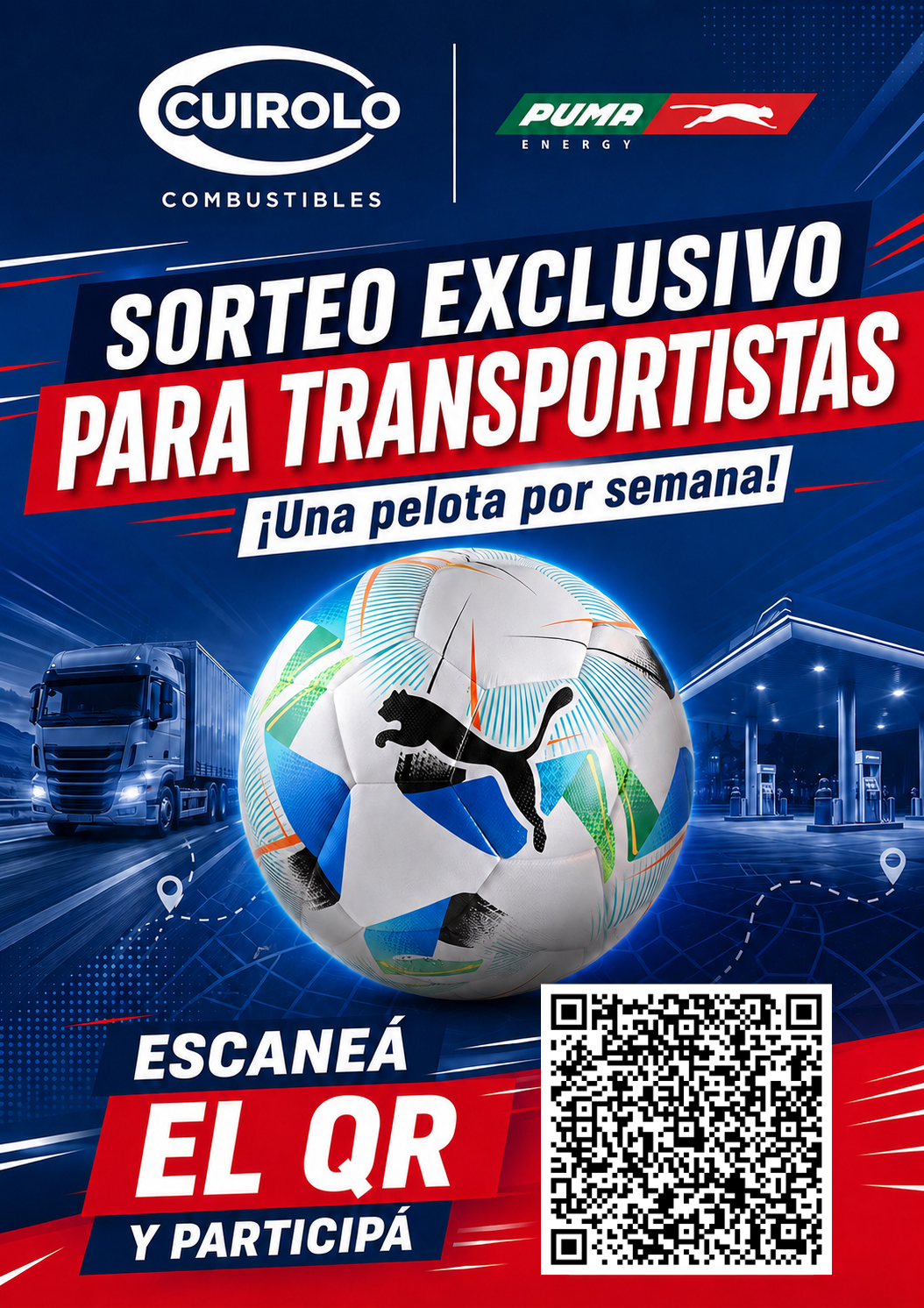 Sorteo pelota Puma — Transportistas Cuirolo Combustibles